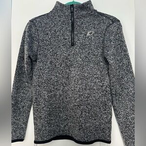 NEW BALANCE Size L (14/16) Boys Warm Quarter-Zip Black/Gray Long Sleeve Sweater